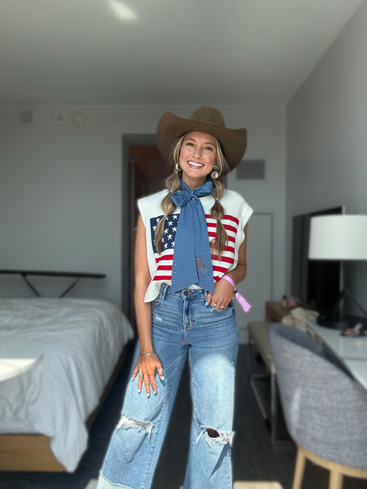 American Flag Knit Top