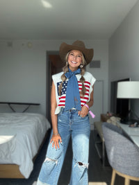 American Flag Knit Top