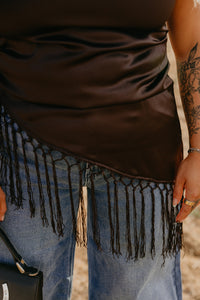 Fringe Satin Top