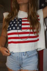 American Flag Knit Top