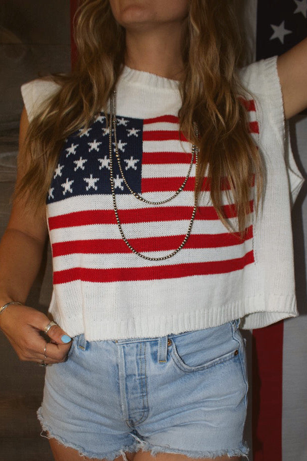 American Flag Knit Top