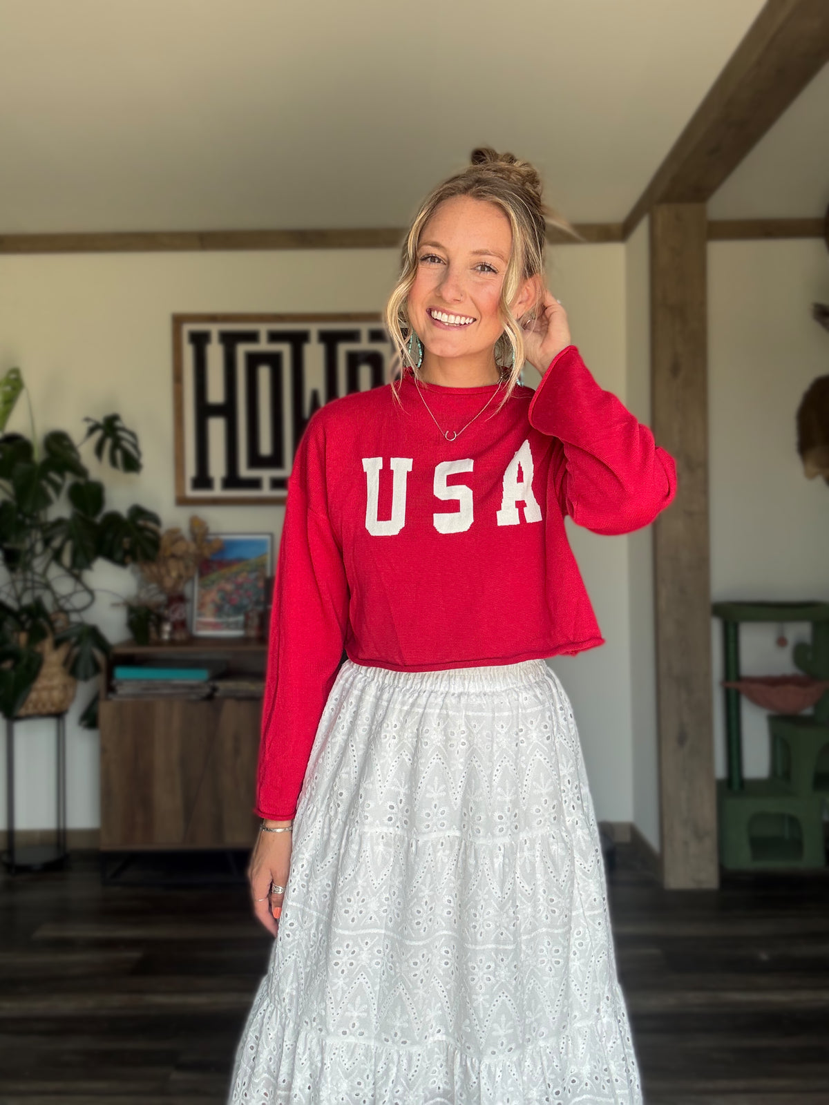 Mock Neck USA Sweater