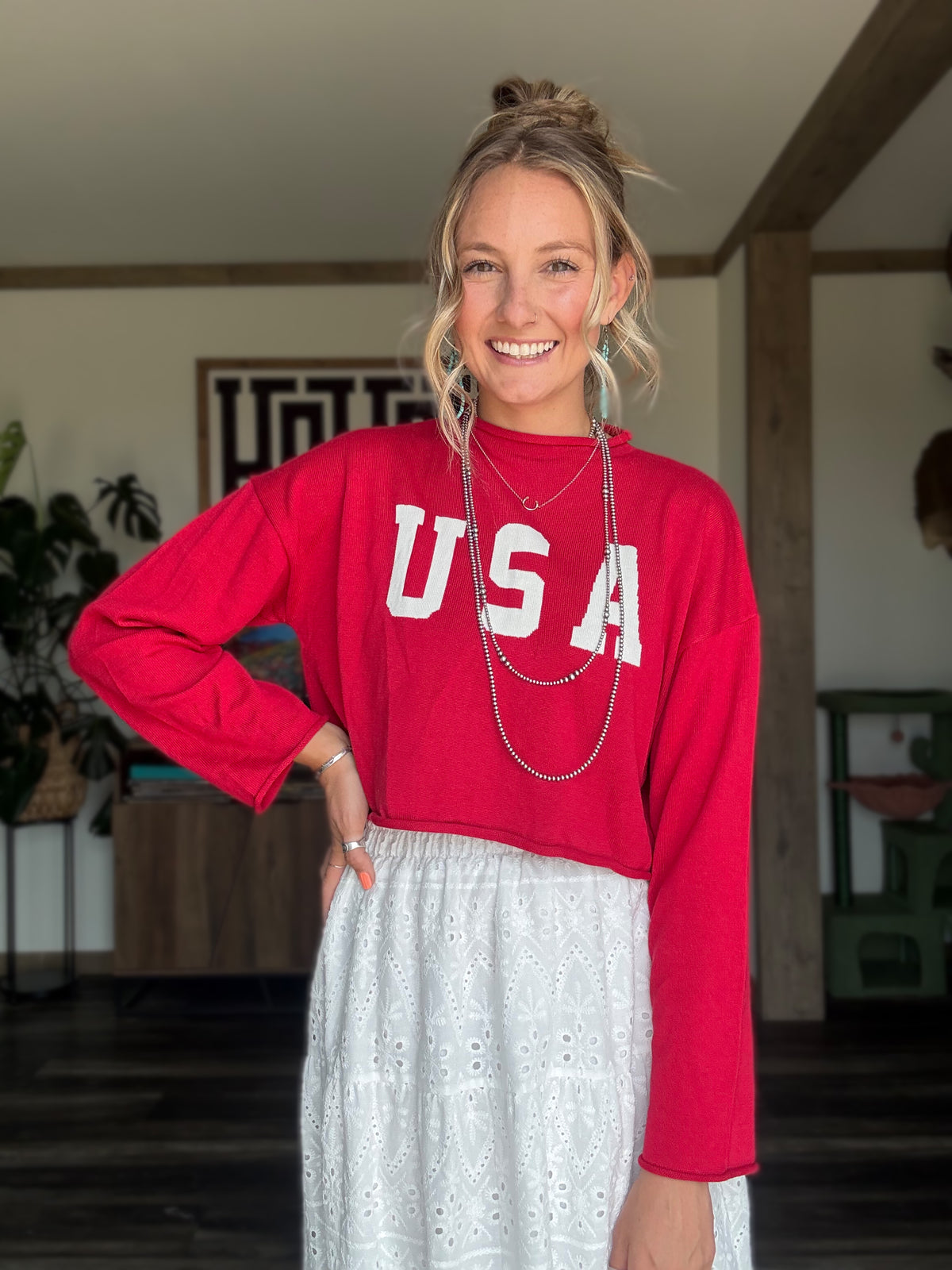 Mock Neck USA Sweater