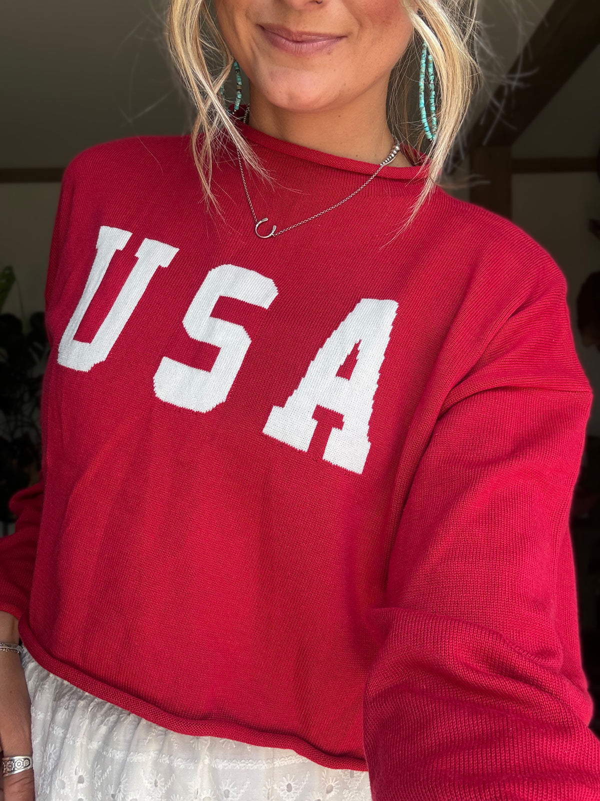Mock Neck USA Sweater