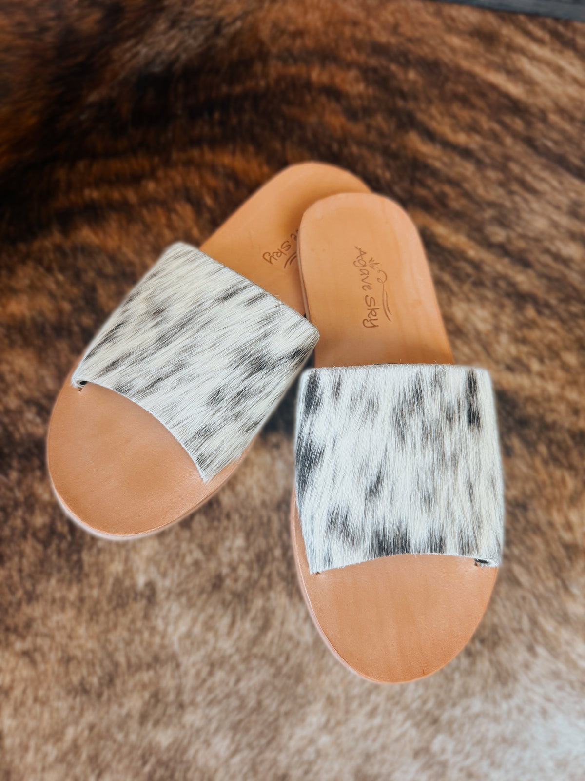 Hair-On Hide Slide Sandals - Size 7