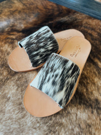 Hair-On Hide Slide Sandals - Size 8
