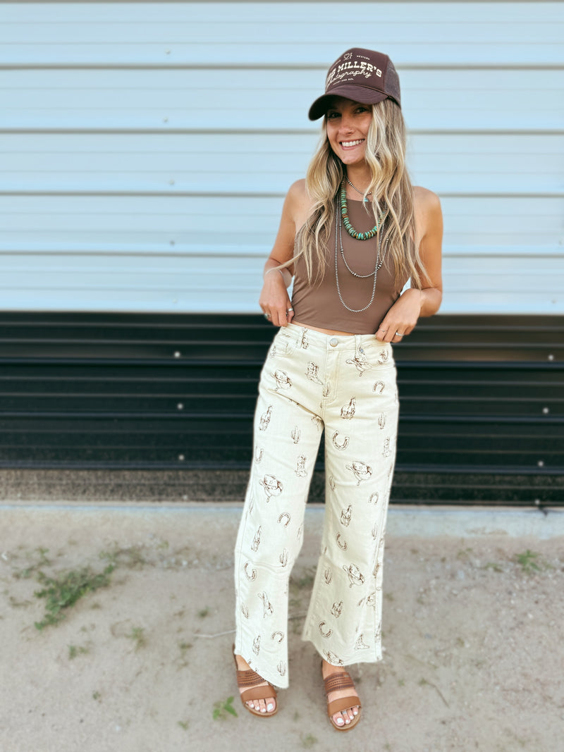 Western Printed Twill Pants