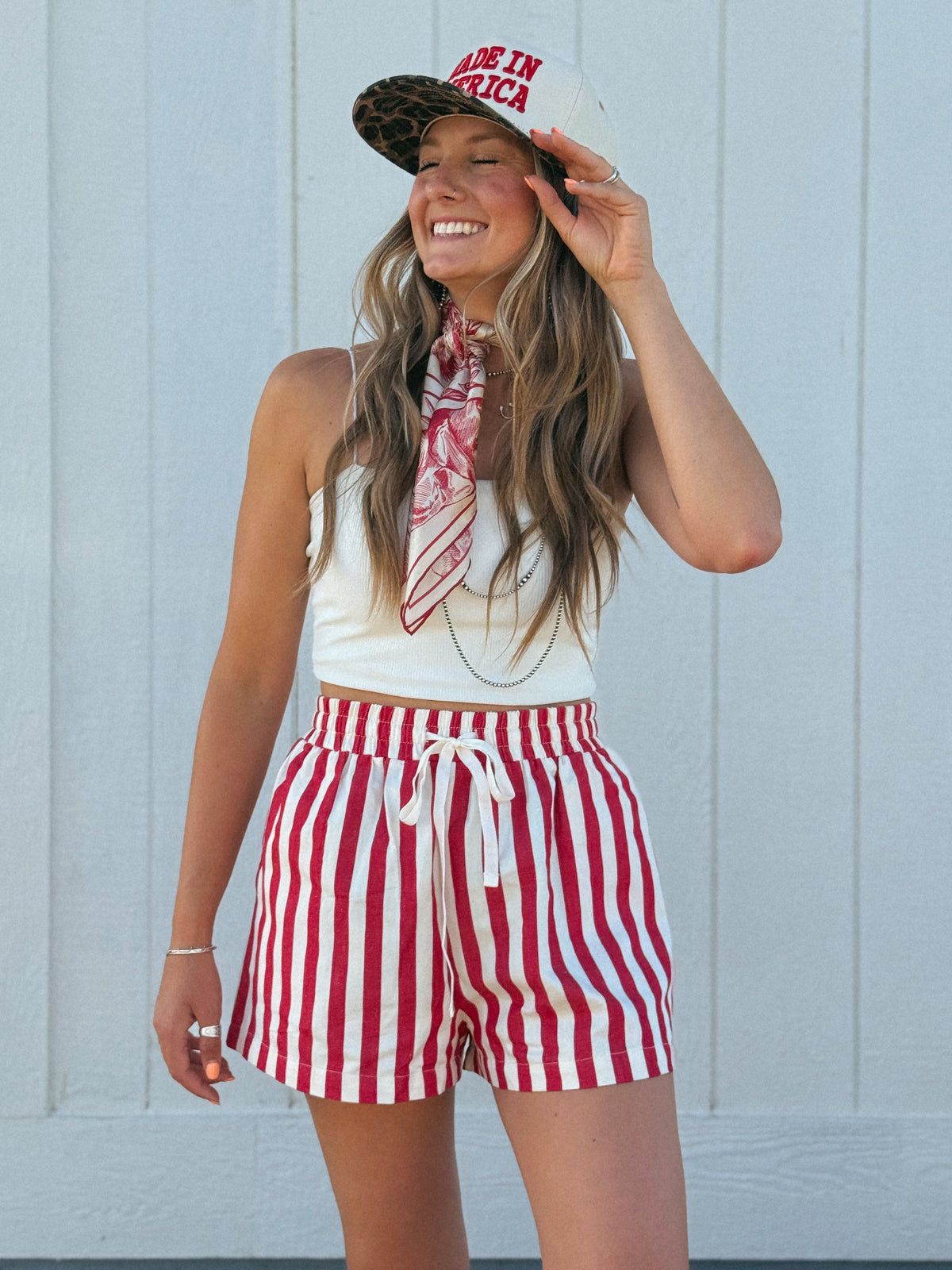Striped Cotton Twill Shorts