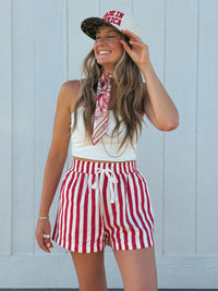 Striped Cotton Twill Shorts