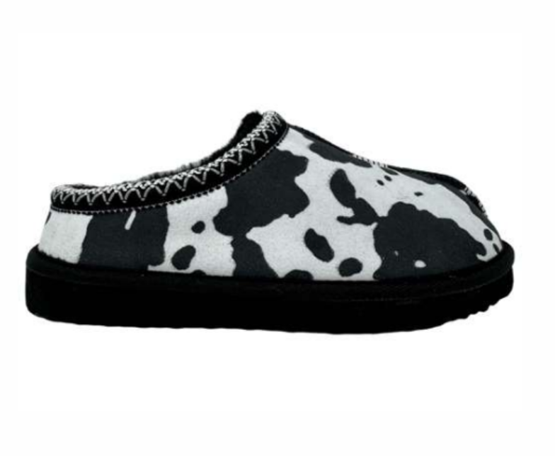 Cowprint Slippers - Black