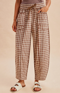 Gingham Barrel Pants