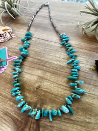 22 inch Turquoise and Shell Teardrop Necklace