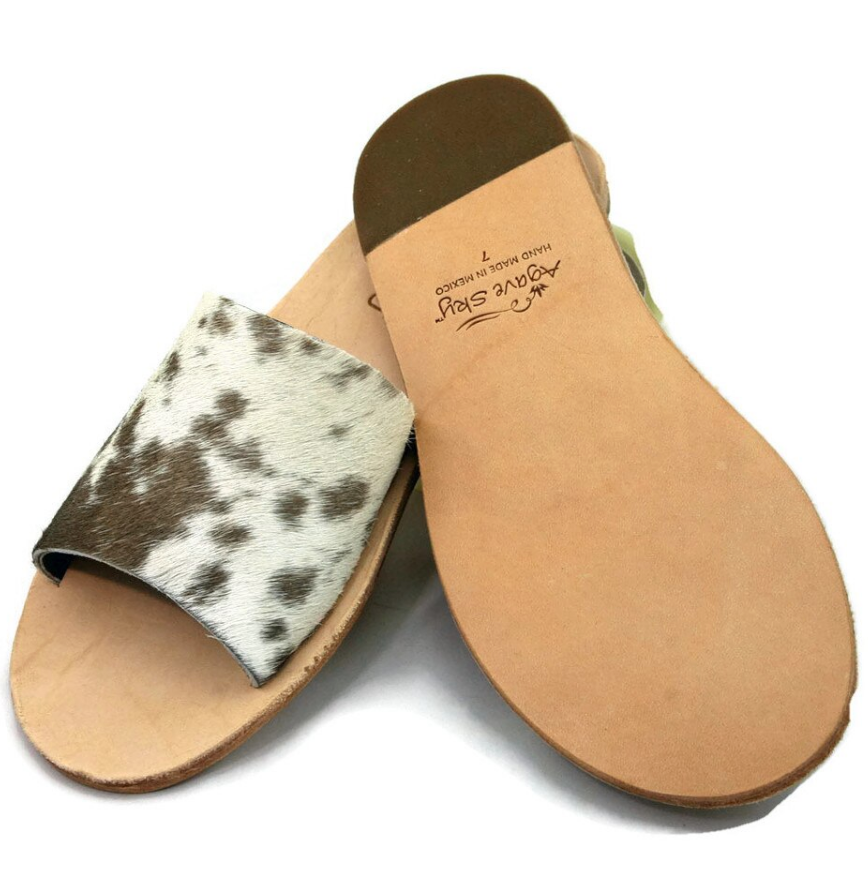 Cowhide slip on discount sandals