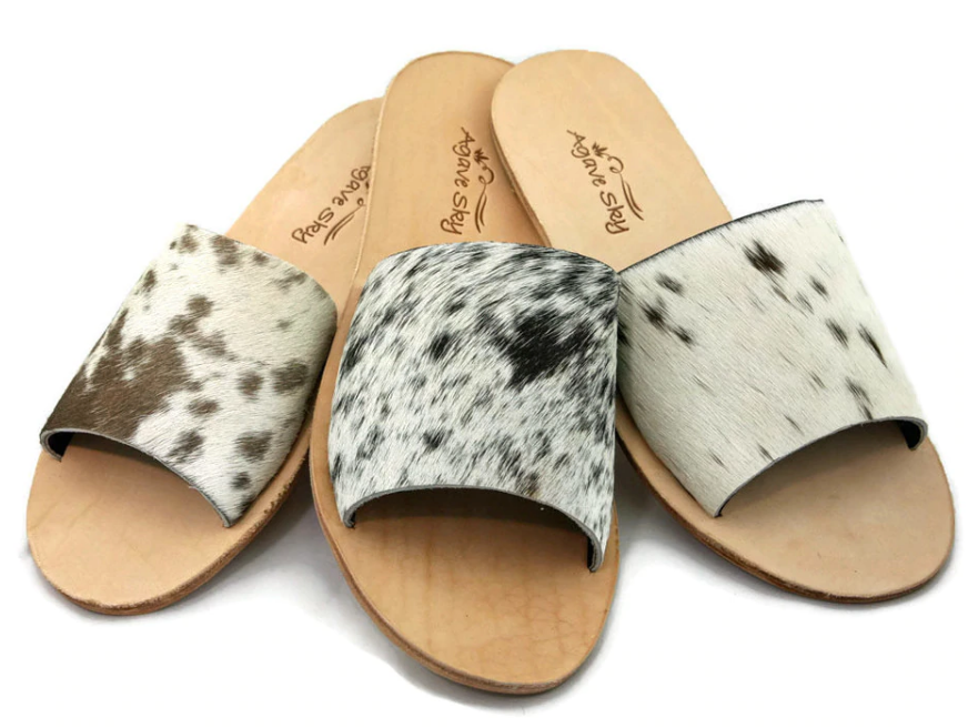 Cowhide discount slide sandals