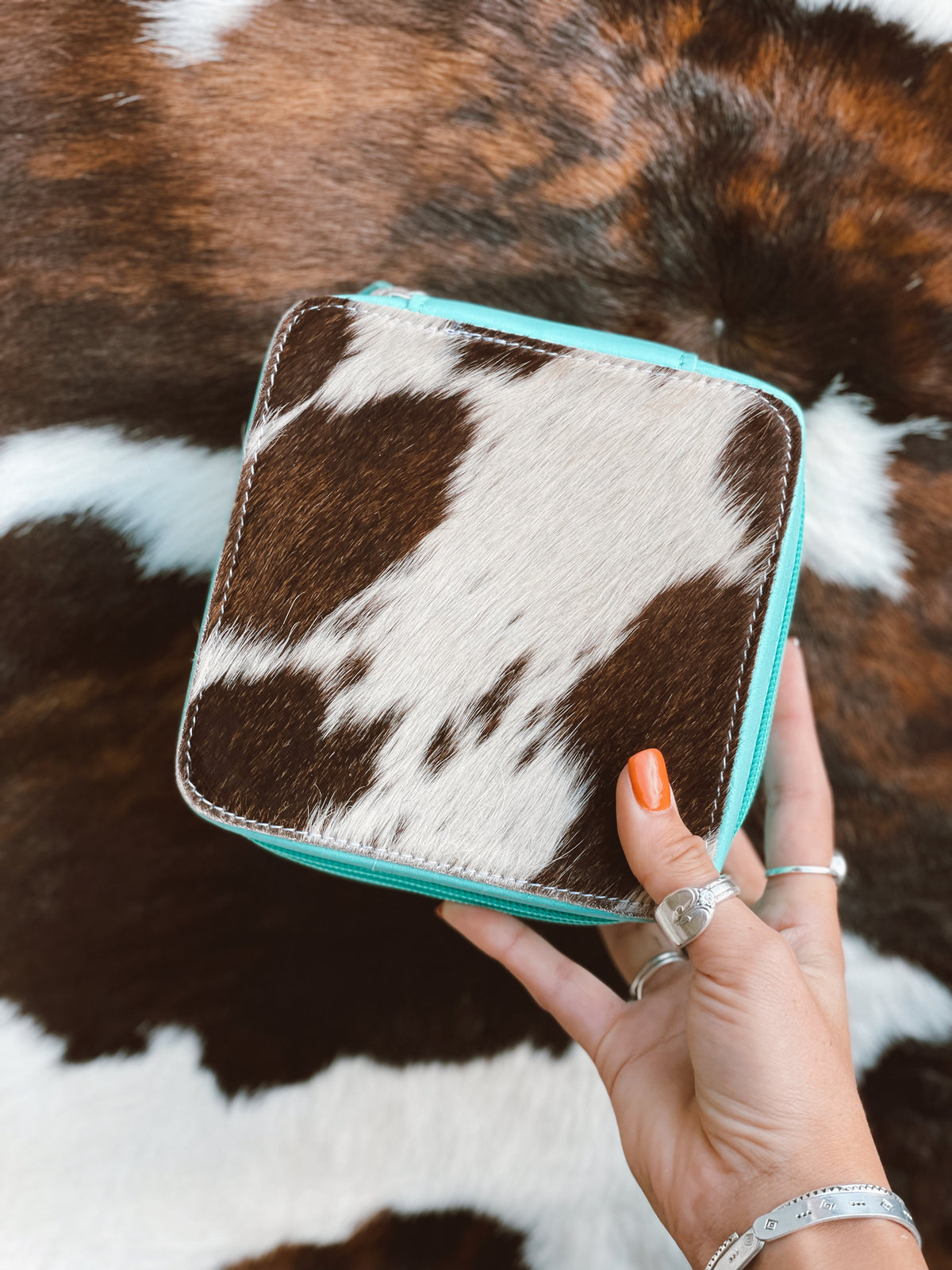 Leather Cowhide Jewelry Box