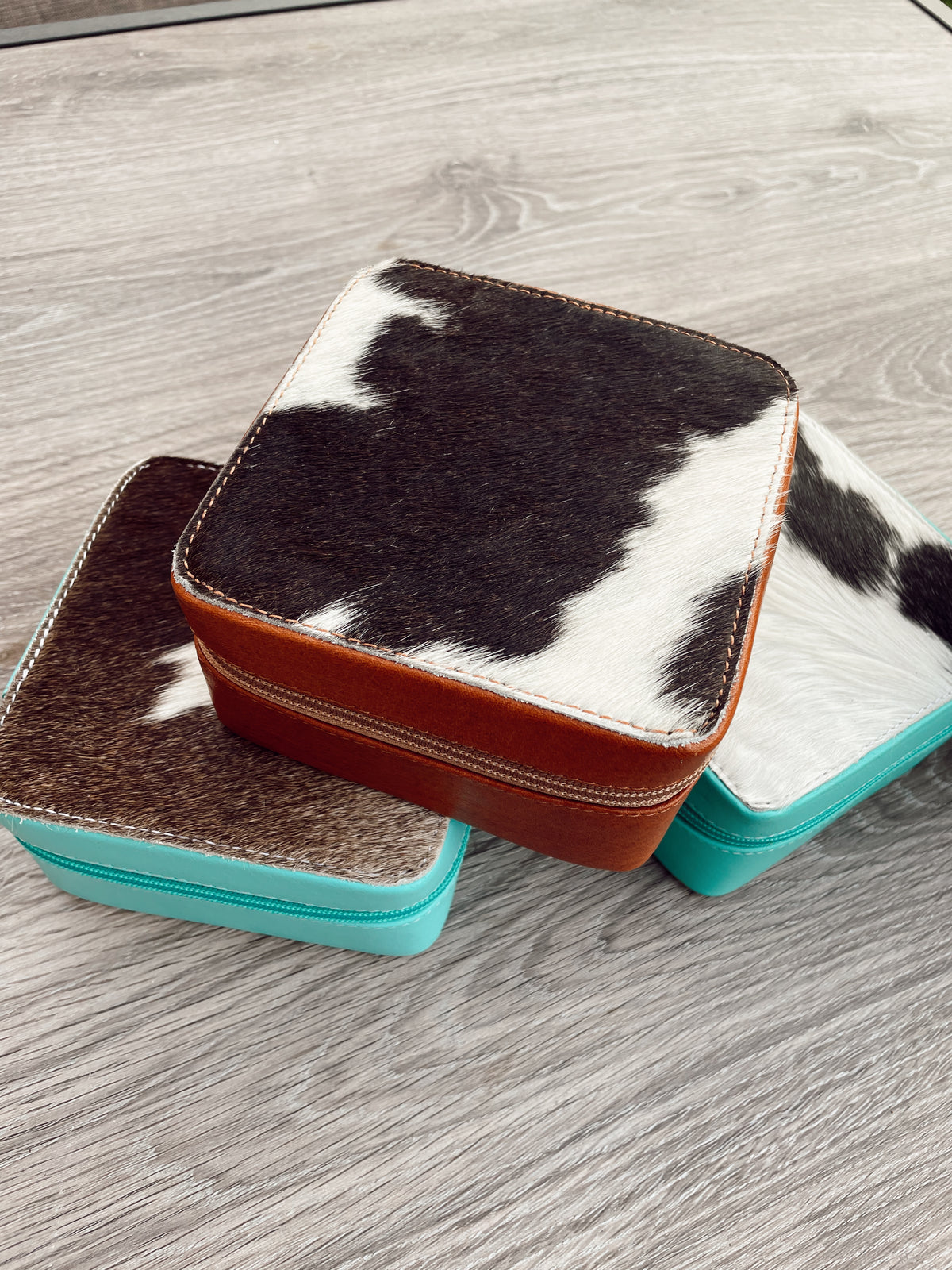 Leather Cowhide Jewelry Box