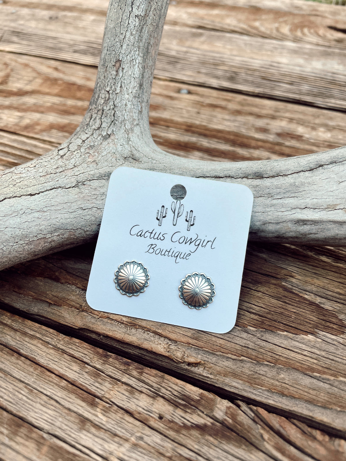 Sterling Silver Mini Concho Earrings